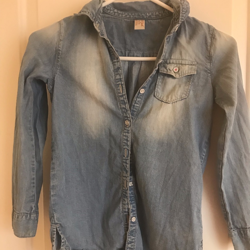 Button down denial girls blouse